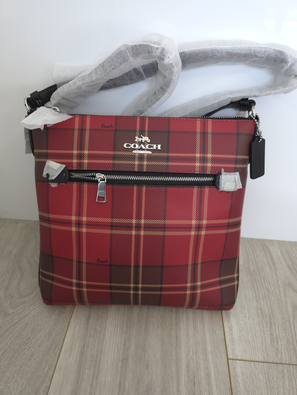 NWT Coach Rowan File Bag - Red Tartan Plaid Crossbody (Brand New) - Picture 2 of 10